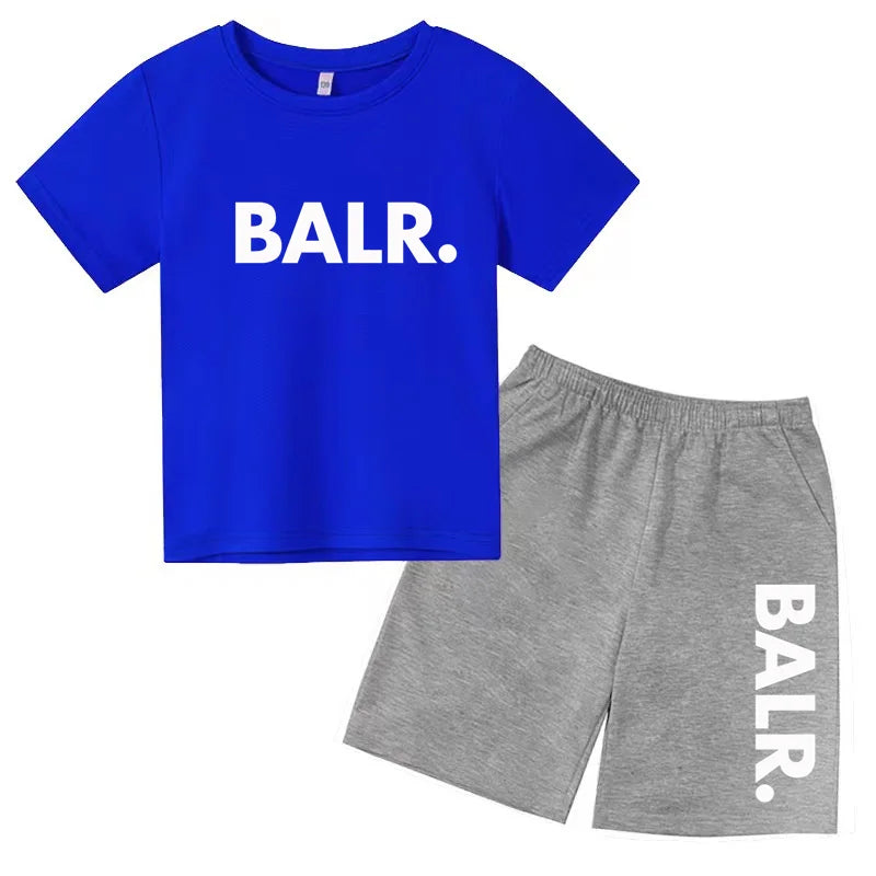 Kids T-shirt Summer Sunshine Brand Monogram Print Short Sleeve+Shorts 2P Boys Girls Toddler 3-12years Leisure Sports Jogging Set