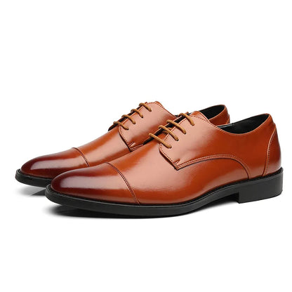 Classic Derby Shoes Leather Man Business Dress Office Leather Shoe Flats For Men Fashion Wedding Party Suit Club Shoe Vintage