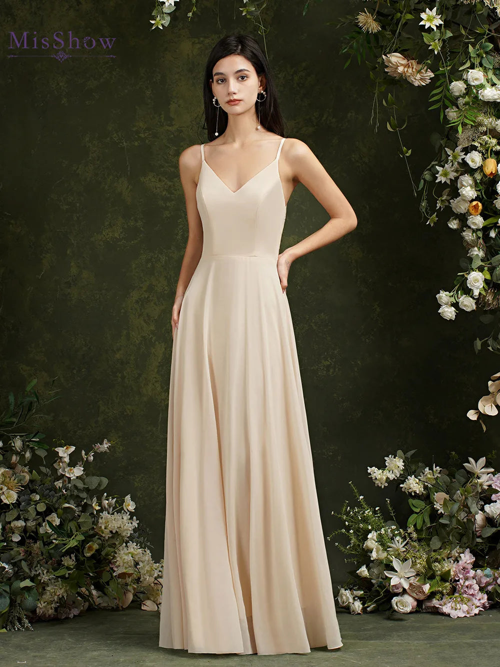 Elegant Sleeveless Lace Back 2024 New Long Formal Evening Dresses With V Neck Party Prom Gowns Robe De Soiree Longue