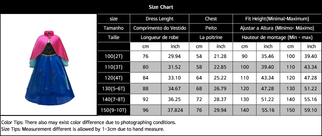 Frozen Snow Queen Elsa Anna Girls Cosplay Mesh Princess Dress Kids Halloween Carnival Party Birthday Frock Ball Vestidos