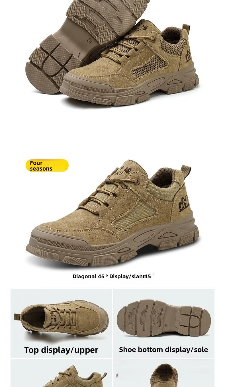 Labor Protection Shoes Men's Anti Smashing AntiPiercing Insulation Work Shoes Cowhide Solid Bottom Construction Site SafetyShoes