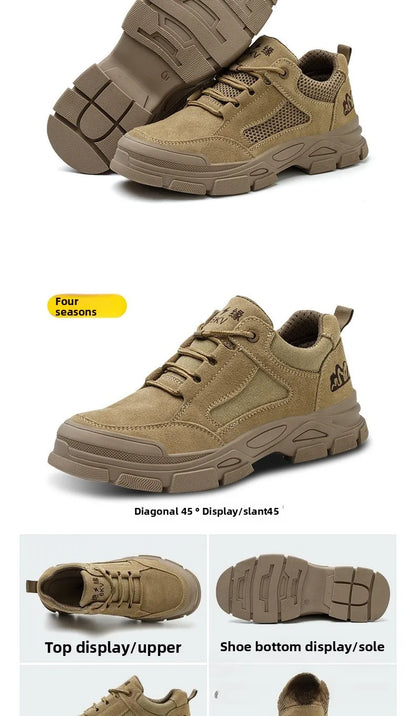 Labor Protection Shoes Men's Anti Smashing AntiPiercing Insulation Work Shoes Cowhide Solid Bottom Construction Site SafetyShoes