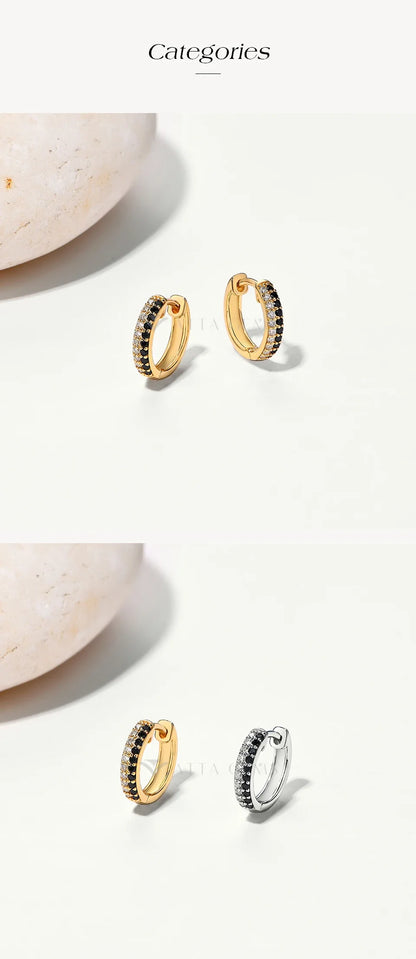 Black and White Moissanite Diamond Earrings  S925 Sterling Silver Gold Plated For Women Birthday Gifts Fine Jewelry New