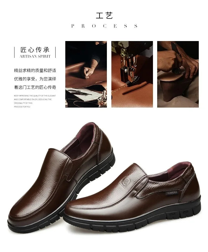 Men Genuine Leather Businenss Loafers Handmade Shoes Non-slip Man Flat Driving Walking Man Soft Luxury Dad Dress Office Shoes
