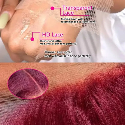 30 Inch 99J Burgundy Lace Front Wigs Human Hair 13x6 HD Transparent Body Wave Lace Front Human Hair Wig For Black Women