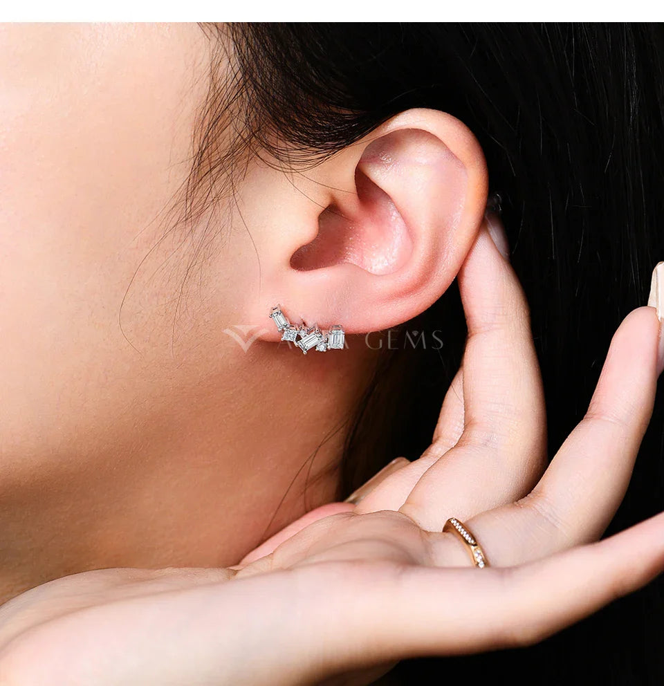 Shiny Synthetic Moissanite Earrings for Women S925 Sterling Silver Geometric Earring Elegant Engagement Wedding Jewelry