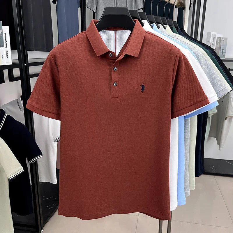100% pure cotton short sleeve polo shirt summer new breathable men's T-shirt high-end brand Paul Pony embroidered business top