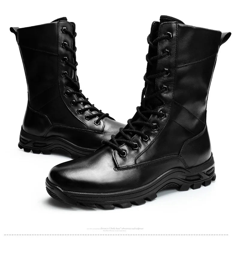 High Top Style Snow Boots Men Warm Men Lace Up Tactical Boots Brand Fashion Winter Ankle Boots Leather Outdoor Footwear