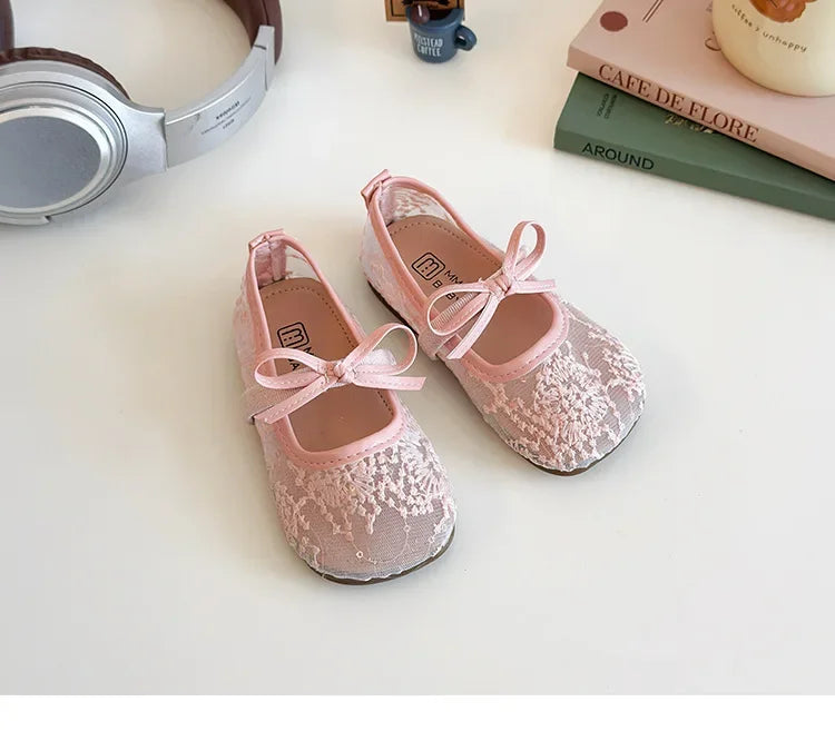 2025 Children Sandals for Girls Summer New Fashion Korean Style Soft Bottom Anti-slippery Versatile Chic Princess Mesh Shoes