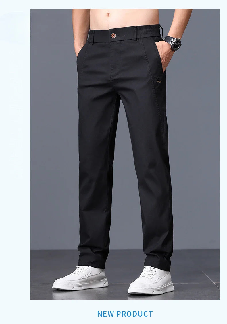 2025 Spring Thin Brand Men's Lyocell Pants Casual Business Straight Elastic Waist Comfortable Trousers Pants for Male