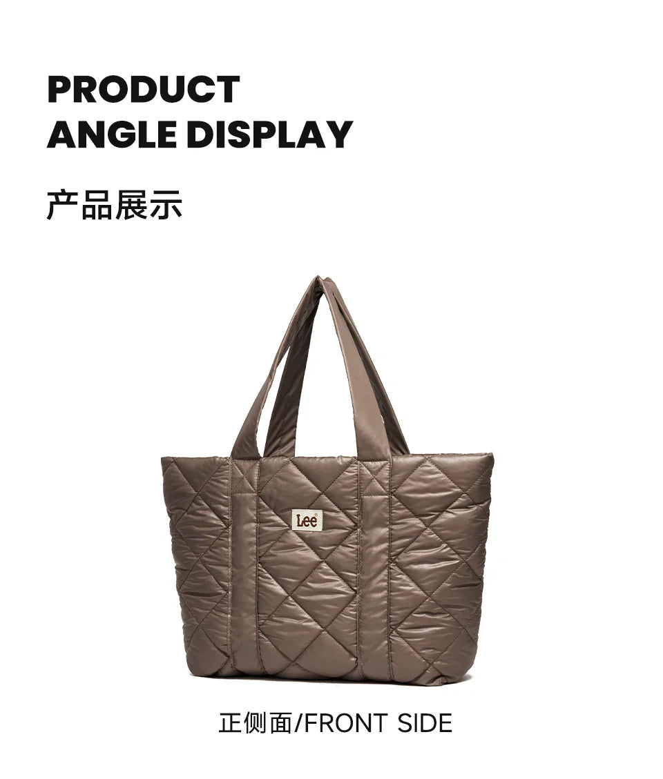 Large Soft Puffer Bag Women Big Size College Students Laptop Book Quilted Tote Bag Lady Down-filled Shopping School Bags