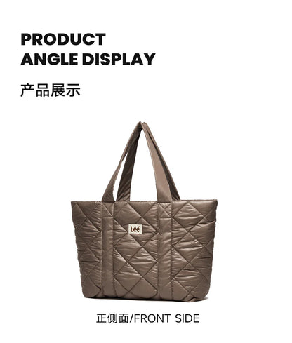 Large Soft Puffer Bag Women Big Size College Students Laptop Book Quilted Tote Bag Lady Down-filled Shopping School Bags