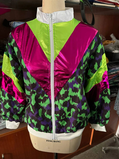 1990s Disco Tracksuit 2pcs Jogging Wear Retro Style Carnival Theme Party Suit Live Cosplay Jacket and Pants  cosplay costumes