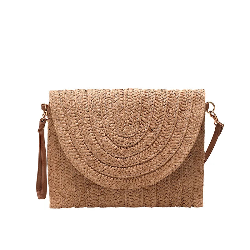 Straw Woven Shoulder Crossbody Bag Beach Clutch Handbag Casual Summer Handmade Envelope Bags for Women Totes Purse