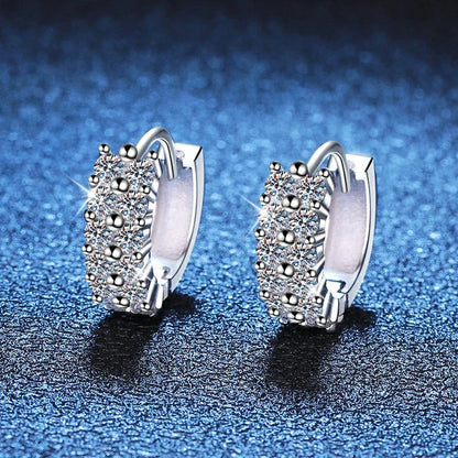 2mm Full Moissanite Earrings Women Luxury Quality Party S925 Sterling Silver with White Gold Plated Hoop Wedding Earring