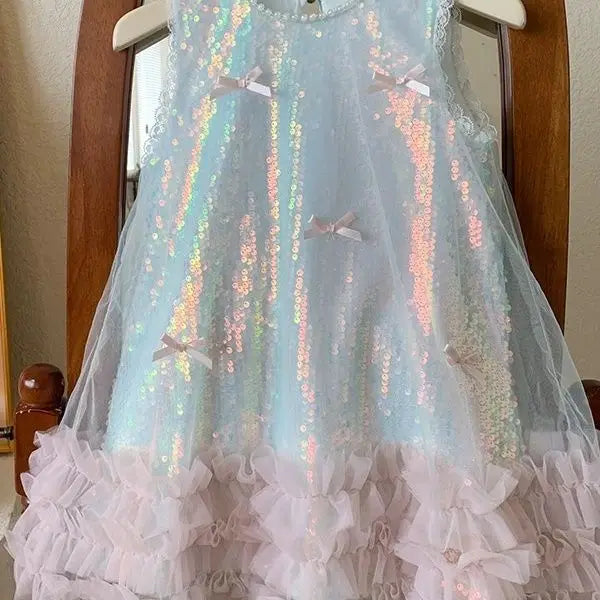 Saia Infantil 2025 Verão Nova Roupa Infantil Estilo Coreano Meninas Bebê Laço Brilhante Saia Princesa Casual Simples Diário