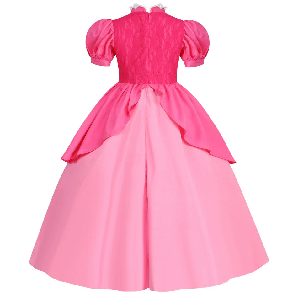 Peach Dresses For Girls Princess Costume Clothes Party Cosplay Halloween Carnival Birthday Dress Kids Vestidos