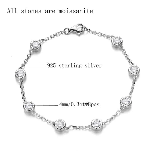 4mm 0.3CT Full Moissanite Tennis Bracelets For Women S925 Silver Plated 18K Gold Hand Chain Fine Jewelry with certificate
