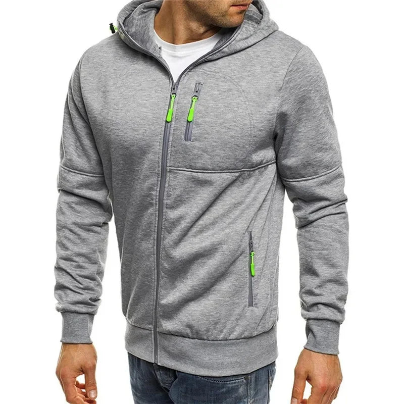 CasualHooded Jacket Fleece-Lined Autumn Crossbody Sweatshirt Fashionable Long Sleeve Zipper-Up Running Jacket For Leisure