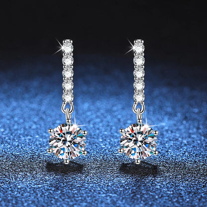 1ct 6.5mm Moissanite  Studs Earrings S925 Sterling Silver with Gold Plated Drop Earrings Wedding Party Fine Jewelry