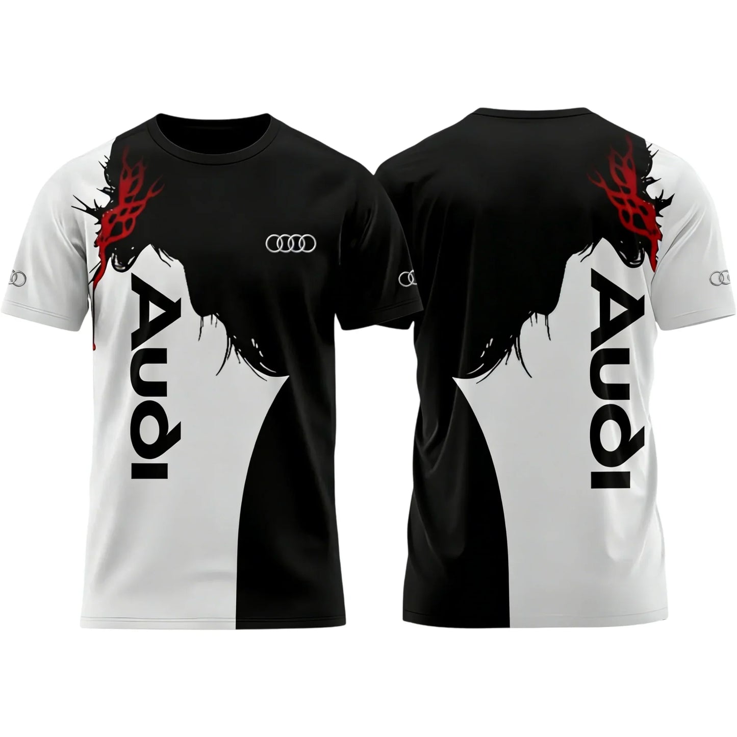 Men's Summer 2026 Best-Selling Audi Logo 3D Printed T-Shirt Comfortable Moisture-Wicking Quick-Drying Short-Sleeved Trendy Top