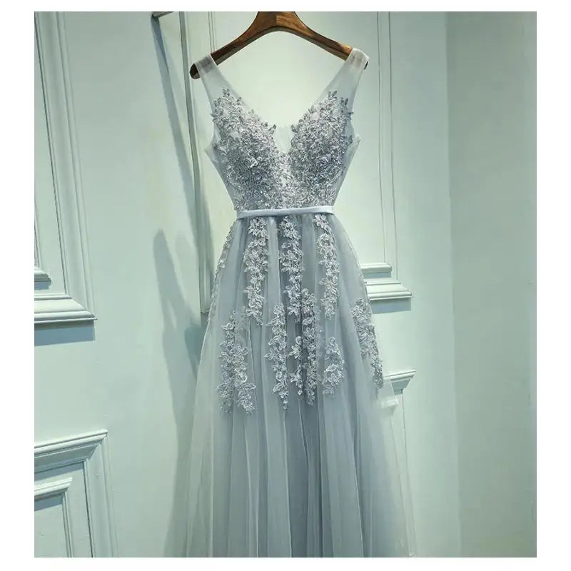 Vestido De Festa Elegante De Tule Com Apliques E Miçangas Vestido De Madrinha Com Decote V Presente De Aniversário Vestidos De Fiesta Em Estoque