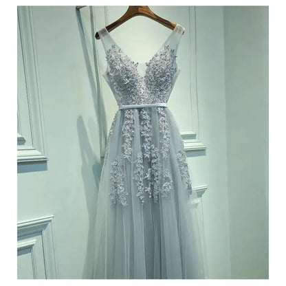 Vestido De Festa Elegante De Tule Com Apliques E Miçangas Vestido De Madrinha Com Decote V Presente De Aniversário Vestidos De Fiesta Em Estoque