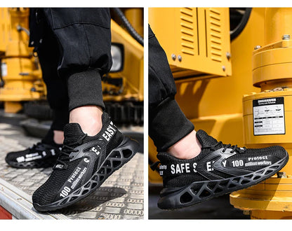 Work Safety Shoes For Men Lightweight Protective Work Sneakers Lightweight Men Shoes Breathable Shoes Anti-Puncture Work Shoe