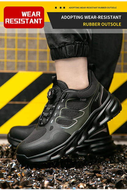 NEW Rotary Buckle Security Boots for Men WorkSneakers Women Boots Breathable Steel Toe ShoesSafety Puncture-Proof Men Boots