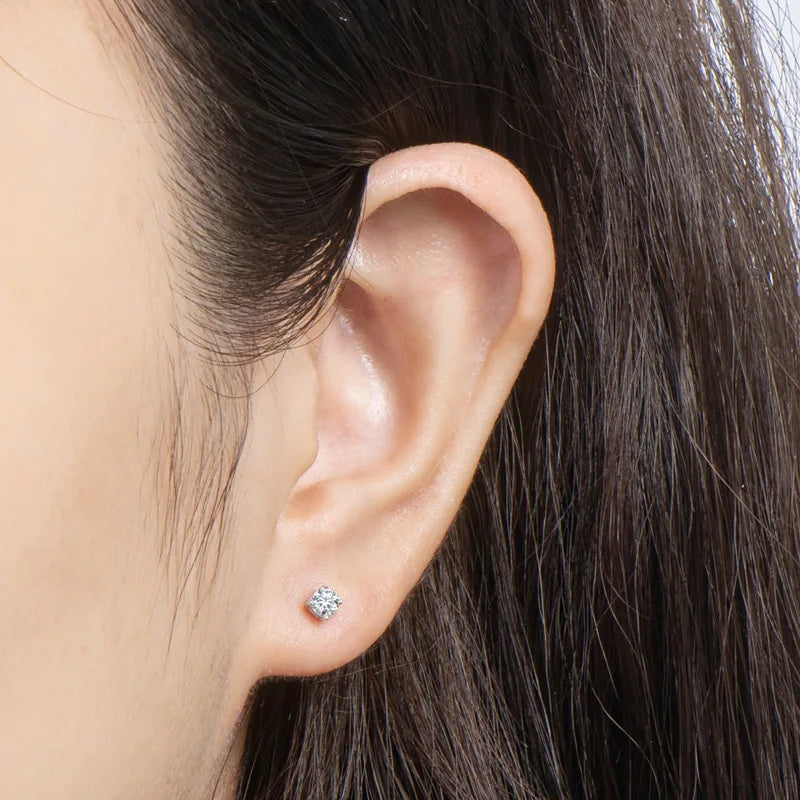 Real 0.2-3CT D Color Moissanite Stud Earrings For Women Party 4 Prong S925 Silver 0.1CT 3mm Pass Diamond Test Earring Gift