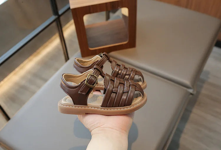 Kids Sandals 2026 Summer Sandals for Boy Fashion Children Cut-Outs Beach Shoes Braided Style Causal Walking Flat Sandals
