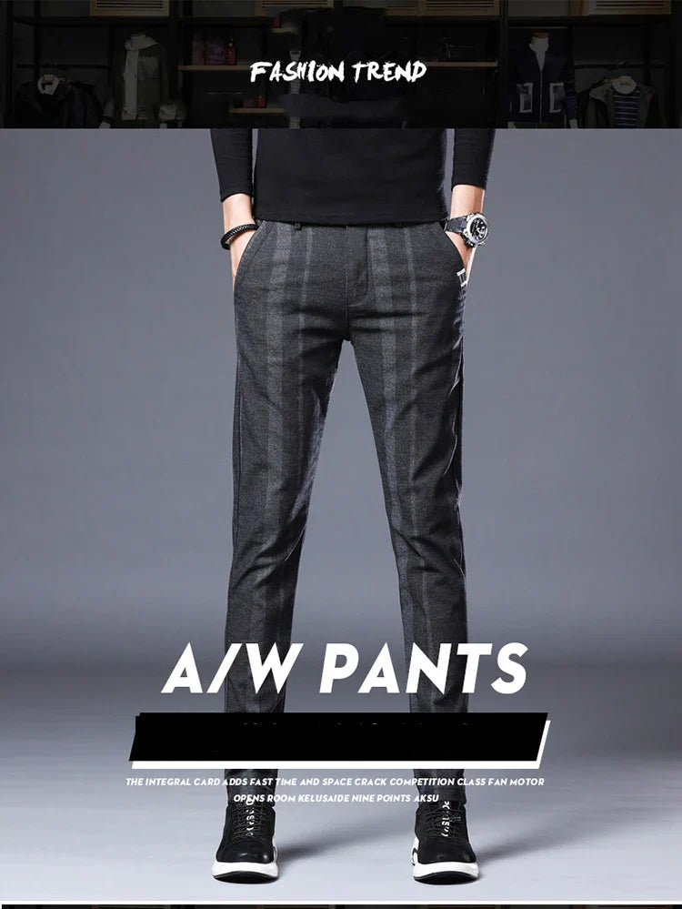 Business Casual Pants Men Slim Fit Fashionable Outdoor Elastic Breathable Sports Pants Formal Fashion Korean Clothes Trousers