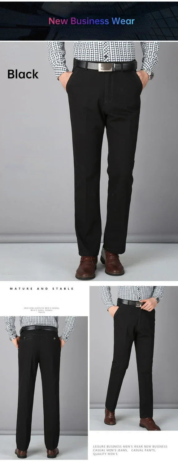 Men's Summer Thin Casual Suit Pants Autumn Thick 100% Cotton Stretch Classic Business Fashion Trousers Male Brand Clothes GOZBKF