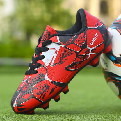 Kids Soccer Shoes Society Long Spikes Futsal Boot Turf Training Sports Football Cleats 2024 New Children Football Studs