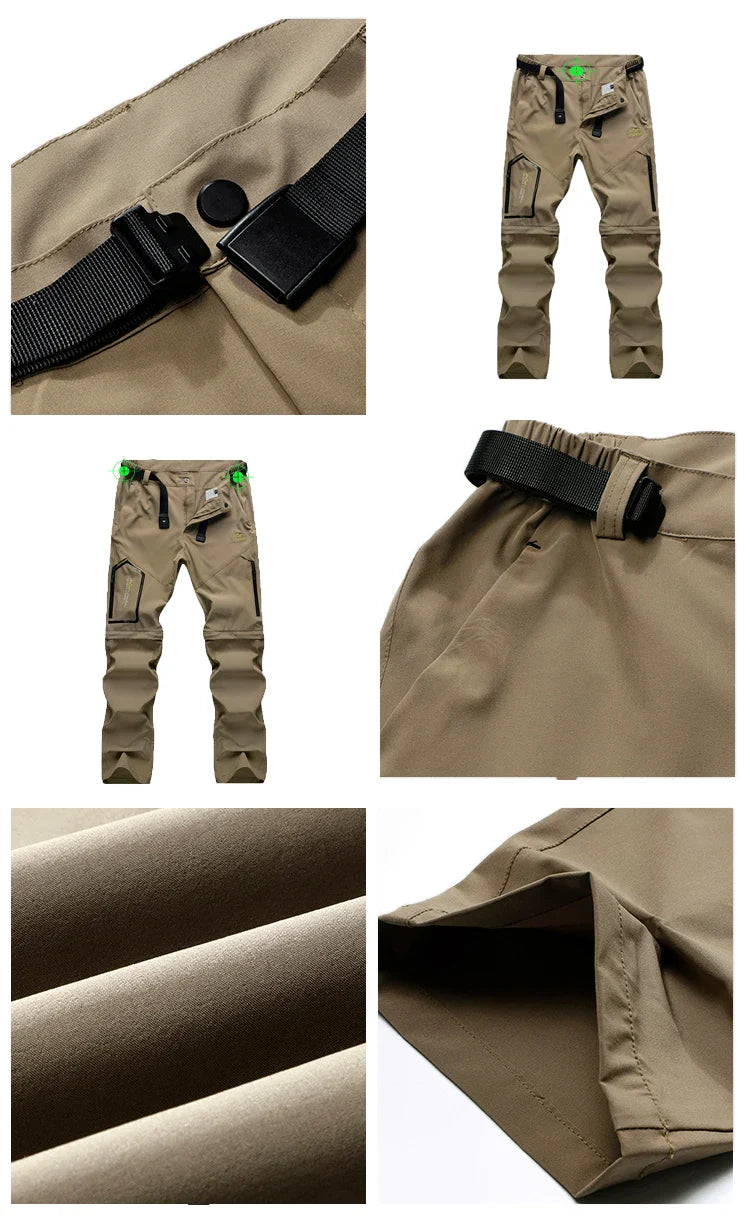 Men's Breathable Sports Pants Lightweight Hiking with Zipper Pocket Quick Dry Water Resistant Fishing Travel Trousers