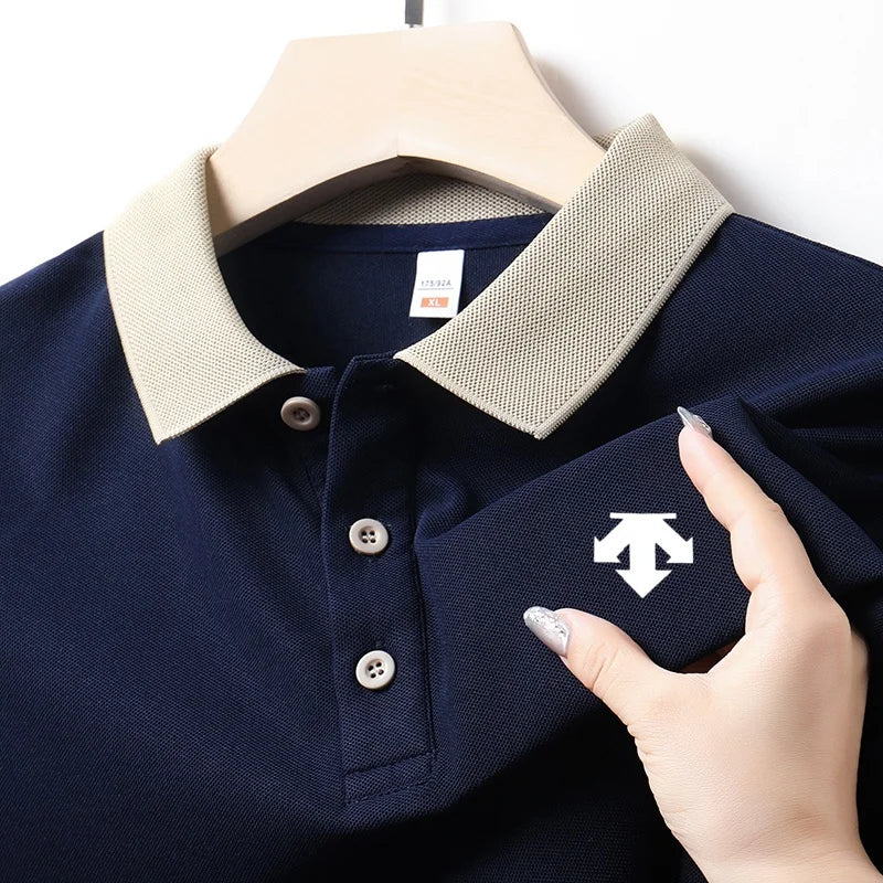 New Designer Original Men's Polo Shirt New Collar Luxury Printed Short Sleeved Casual Business T-shirt Comfortable Men's Wear
