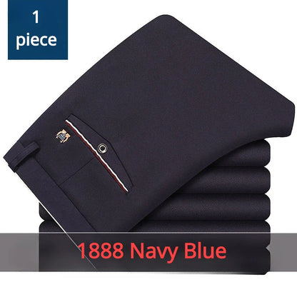 Casual Suit Pants Stretch Men's Dress Pants Black Navy Blue Suit Pants Straight Slim-Fit Business Formal Trousers Plus Size 40