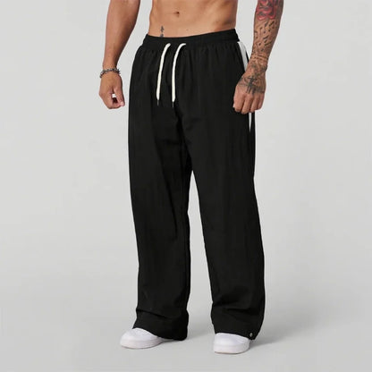 2025 Autumn New Track Pants Men's Loose Casual Pants Wide Leg Trendy Sports Splicing Breathable Pants American Sports Pants