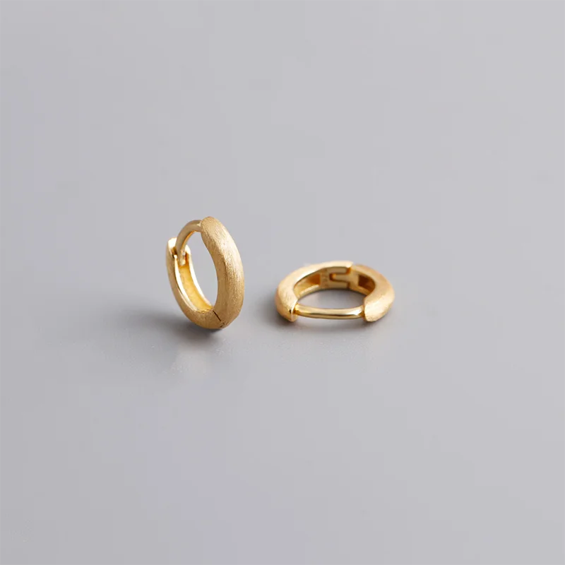 925 Sterling Silver Simple Matte Bohemian Round Ear Buckle for Women Punk Unisex Rock Hoop Earring Jewelry Accessories
