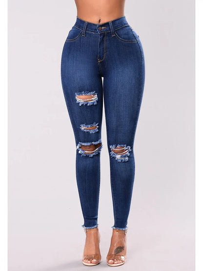 Women Stretch Skinny Ripped Jeans