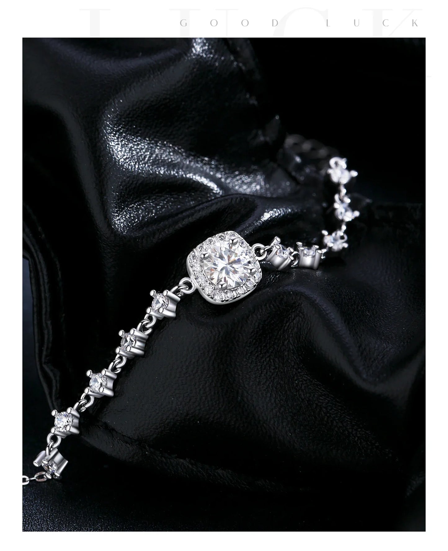 0.8CT D Color Moissanite Luxury Bracelet 925 Sterling Silver Halo Bracelet For Women Bridal Wedding Statement Jewelry