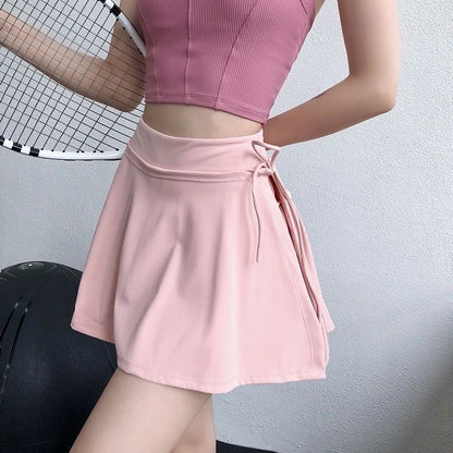 Pockets V High Waist Long skirts Woman Fitness Quick drying Running Outdoors Mini Skirts for Women