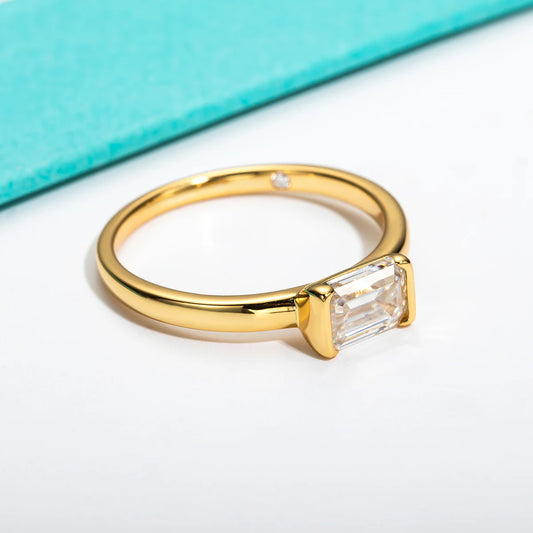 1 Carat Emerald Cut D Color Moissanite Ring  925 Sterling Silver  Engagement Wedding Rings For Women Wholesale