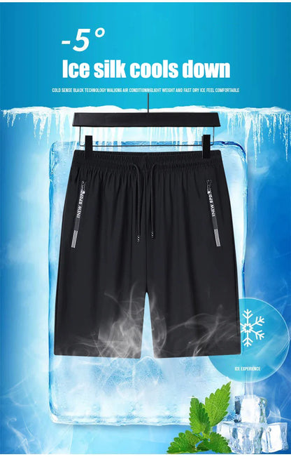 Summer Shorts Gym Fitness Men Plus Size Casual Shorts 6XL 7XL 8XL Big Size Shorts Men Ice Silk Stretchy Beach Shorts Breathable