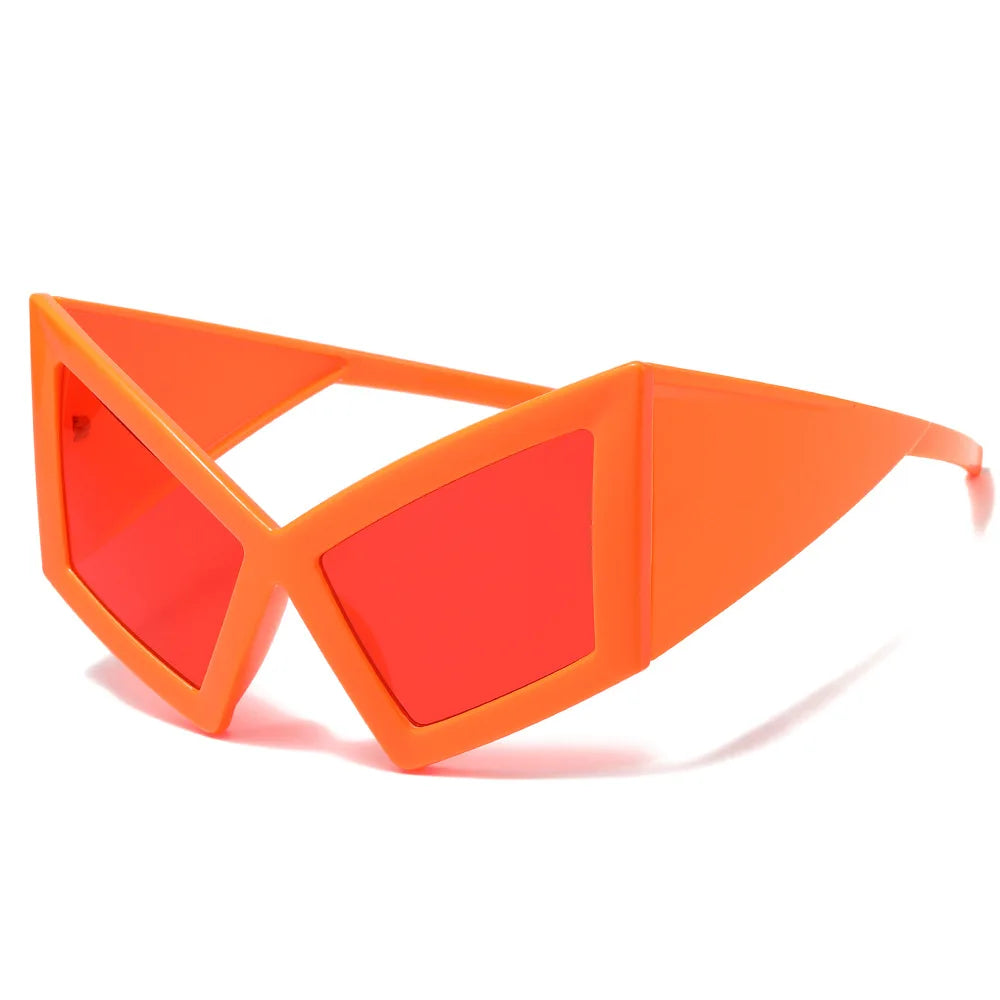 Fashion Oversized Cat Eye Sunglasses Women Red Shades UV400 Retro Gradient Men Wide Legs Sun Glasses