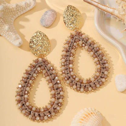 Big Water Drop Shape Drop Earrings For Women Colorful Beads Handmade Threading Crystal Long Earrings Jewelry Gift EA144