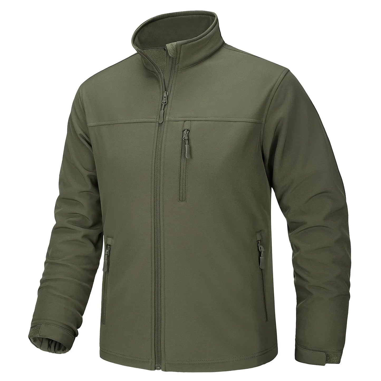 Waterproof Fleece Lining Windbreaker Mens Winter Work Jackets Zipper Pocket Casual Coats Full Zip Outwear Tops