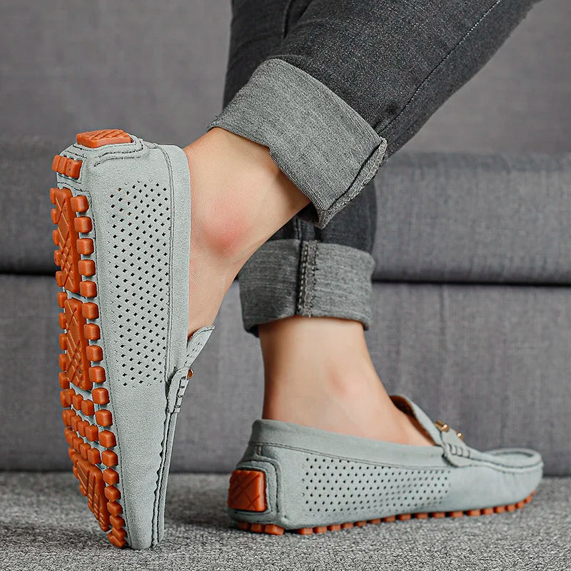 Mens Casual Shoes Genuine Leather Man Loafers Slip on Flats Lightweight Mens Driving Shoes Lazy Shoes