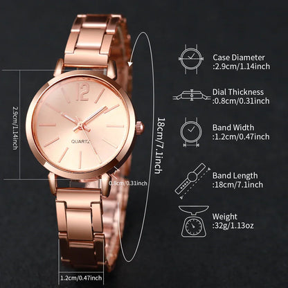 5/6PCS Fashion Women Watches Jewelry Set Luxury Analog Quartz Watch for Women Reloj Mujer Girls Clock Gift（Without Box）