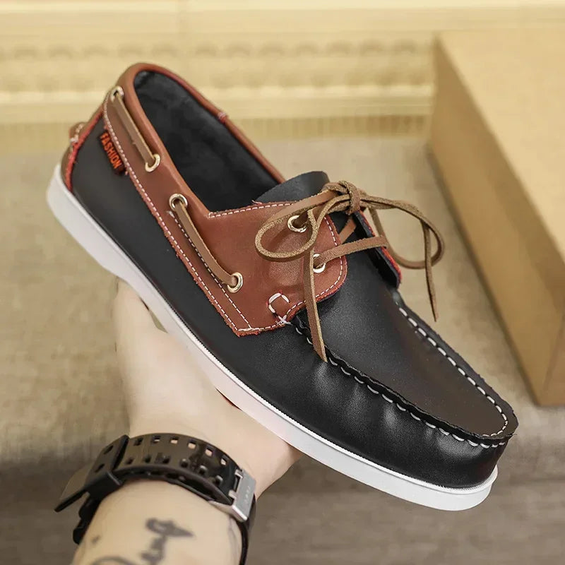 Men leather casual loafers slip-on soft business shoes comfortable summer formal footwear